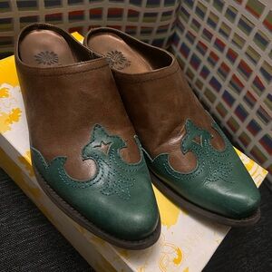 Yellowbox Brown and Green Women's Mules/slides/Western/ slip on 8.5